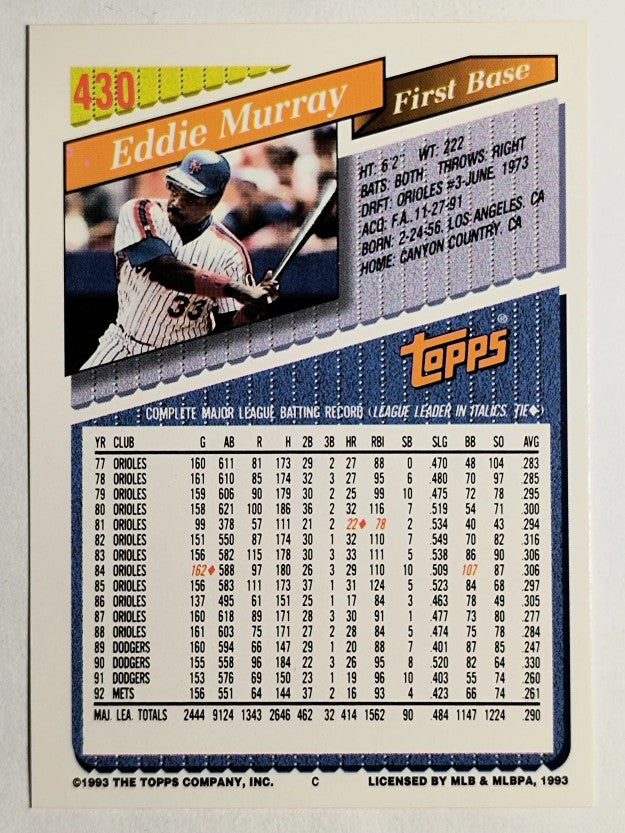 1993 Topps #430 Eddie Murray