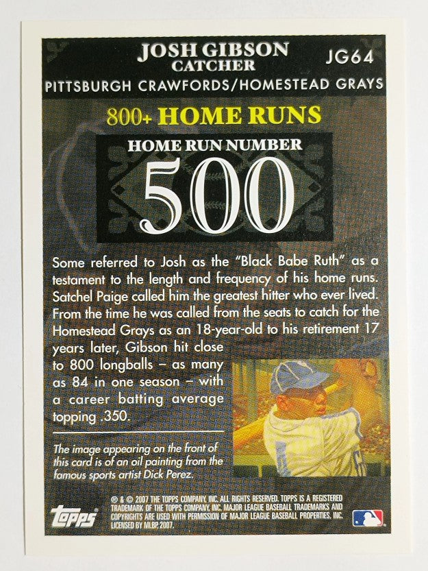 2007 Topps Gibson Home Run History #JG64 Josh Gibson