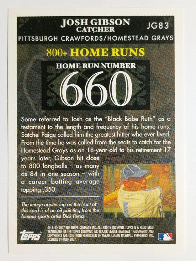 2007 Topps Gibson Home Run History #JG83 Josh Gibson