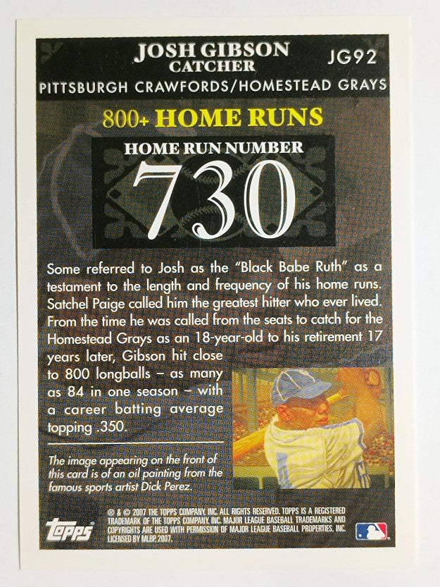 2007 Topps Gibson Home Run History #JG92 Josh Gibson