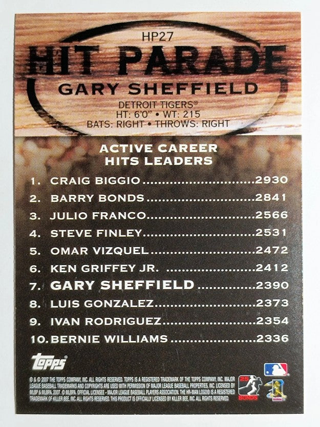 2007 Topps Hit Parade #HP27 Gary Sheffield