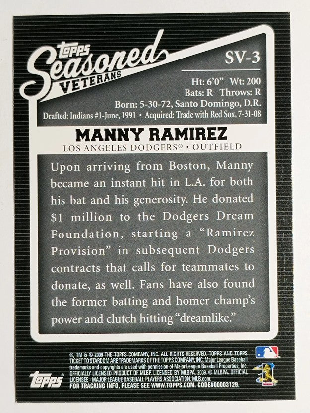 2009 Topps Ticket to Stardom Seasoned Vets #SV3 Manny Ramirez (NM)