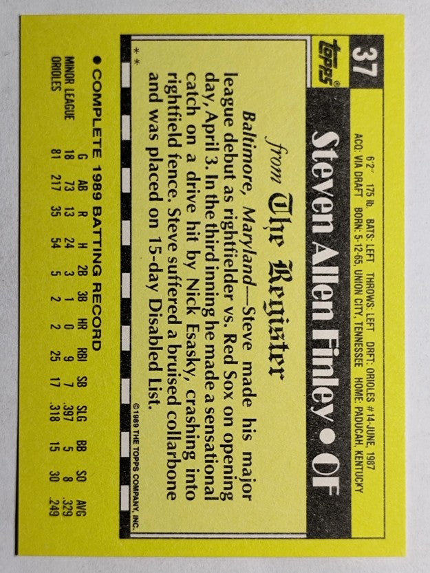1990 Topps Debut '89 #37 Steve Finley