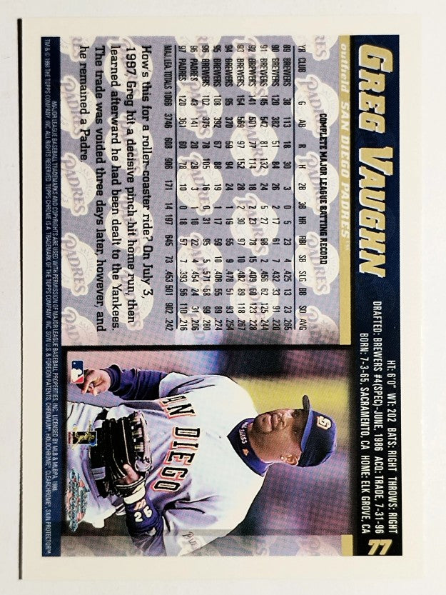 1998 Topps Chrome #77 Greg Vaughn