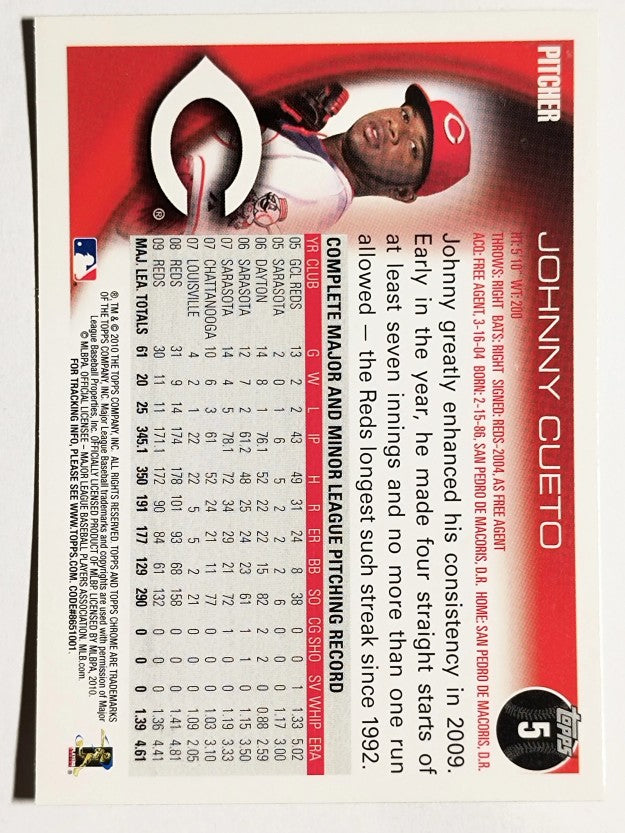 2010 Topps Chrome #5 Johnny Cueto
