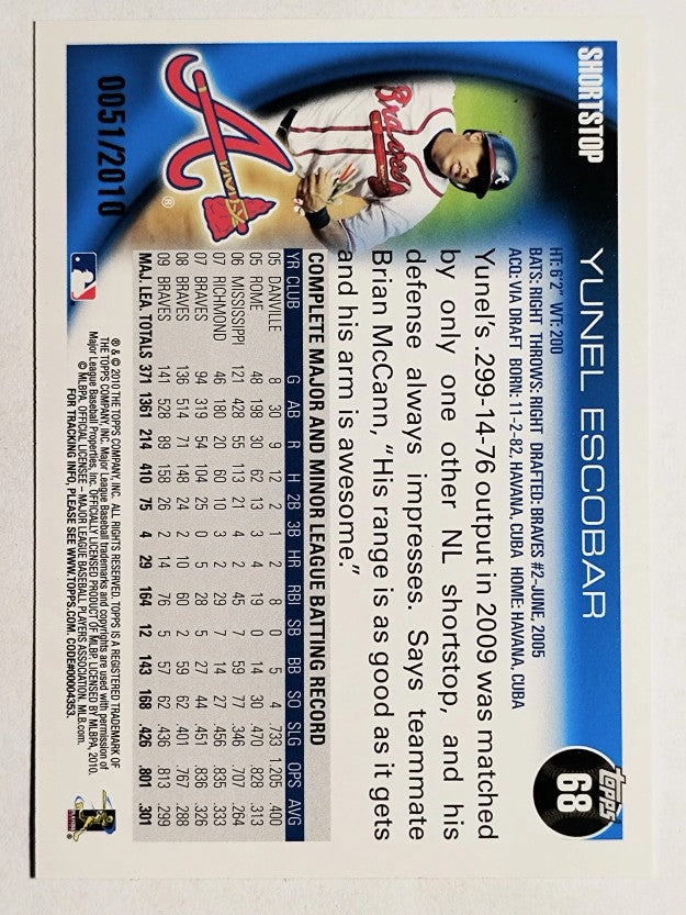 2010 Topps Opening Day Blue #68 Yunel Escobar