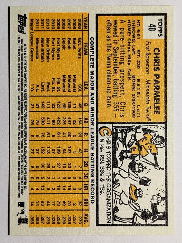 2012 Topps Heritage #40 Chris Parmelee