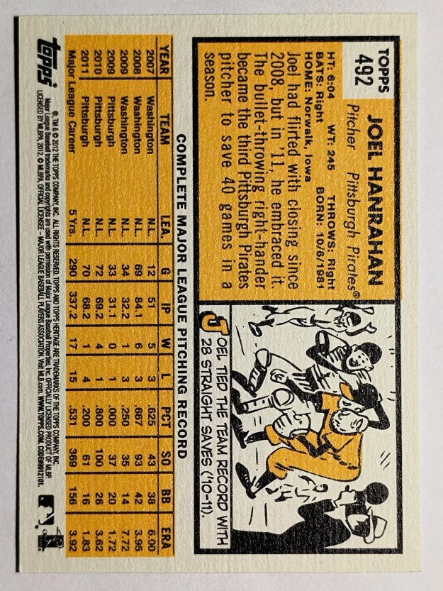 2012 Topps Heritage #492 Joel Hanrahan SP