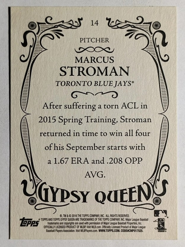 2016 Topps Gypsy Queen #14A Marcus Stroman/Blue jersey
