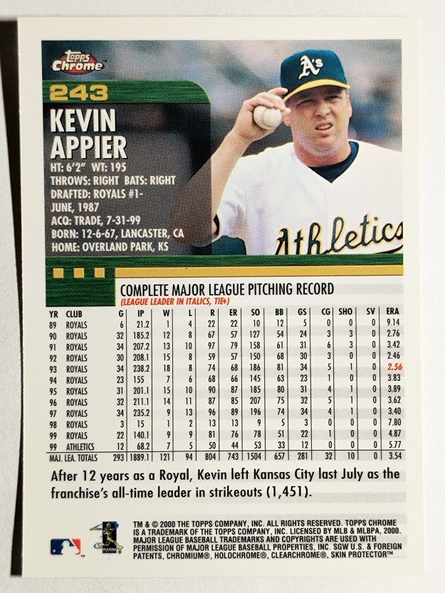 2000 Topps Chrome #243 Kevin Appier