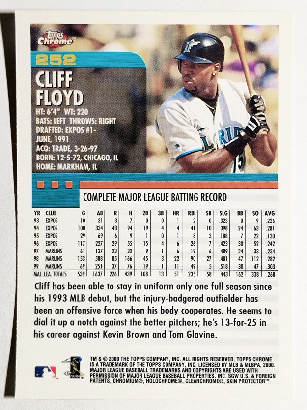 2000 Topps Chrome #252 Cliff Floyd