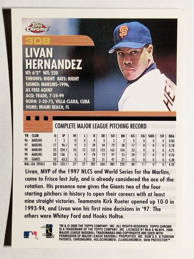 2000 Topps Chrome #308 Livan Hernandez