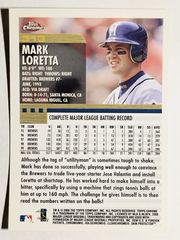 2000 Topps Chrome #313 Mark Loretta