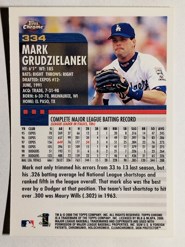 2000 Topps Chrome #334 Mark Grudzielanek