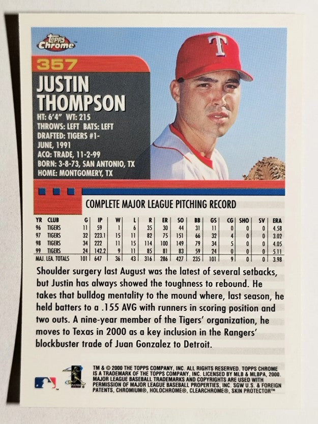 2000 Topps Chrome #357 Justin Thompson