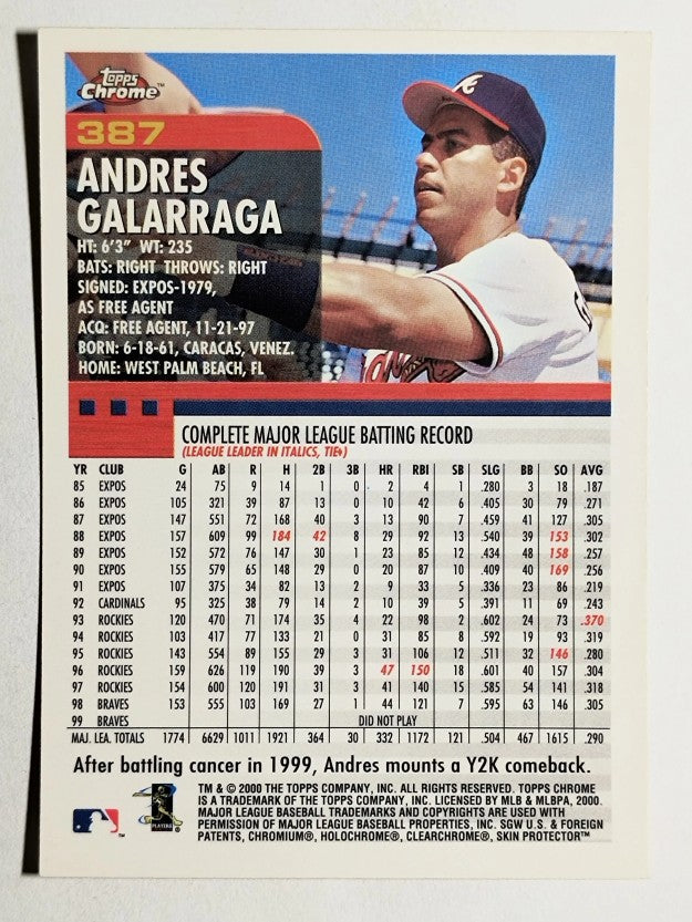 2000 Topps Chrome #387 Andres Galarraga