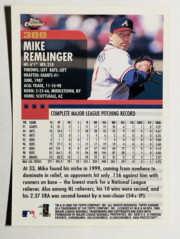 2000 Topps Chrome #388 Mike Remlinger