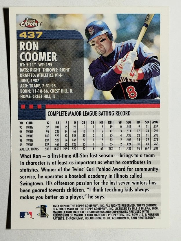 2000 Topps Chrome #437 Ron Coomer