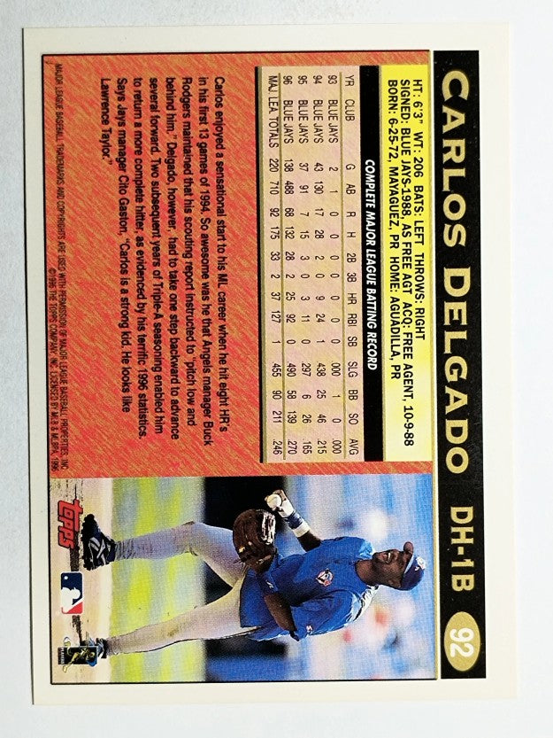 1997 Topps #92 Carlos Delgado