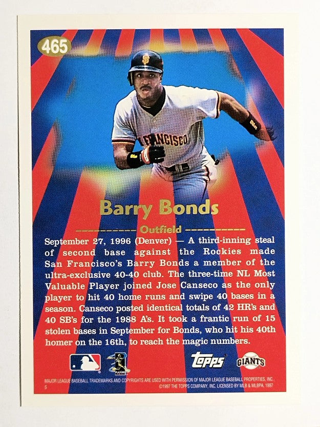 1997 Topps #465 Barry Bonds SH