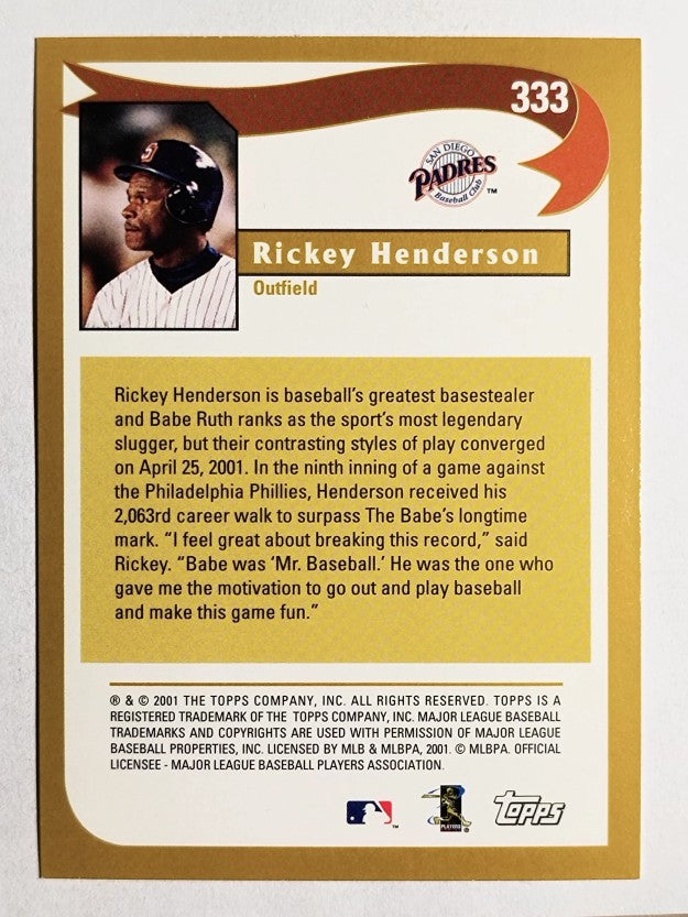 2002 Topps #333 Rickey Henderson HL