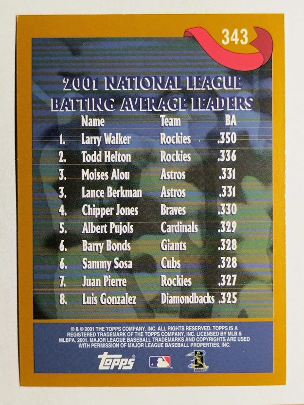 2002 Topps #343 Larry Walker/Todd Helton/Moises Alou/Lance Berkman LL