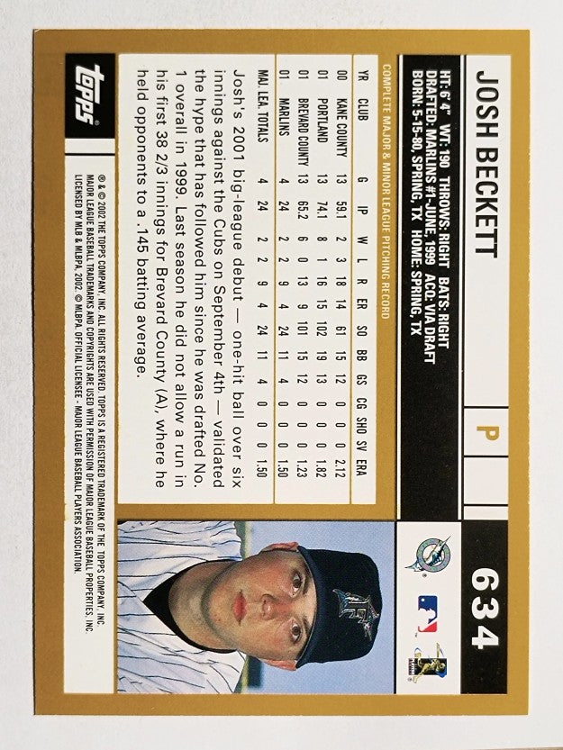 2002 Topps #634 Josh Beckett