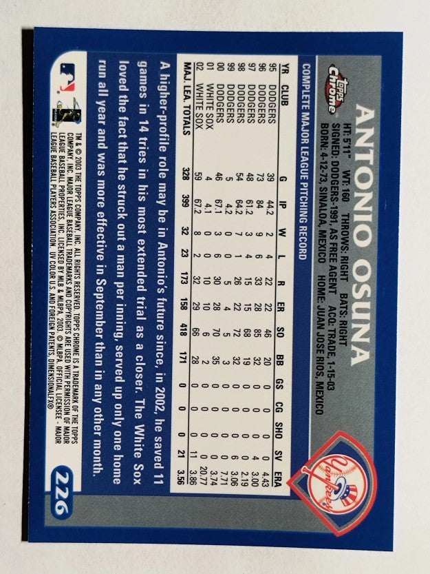 2003 Topps Chrome #226 Antonio Osuna