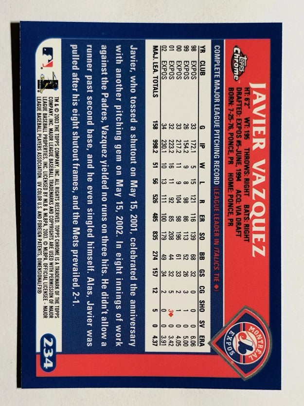 2003 Topps Chrome #234 Javier Vazquez