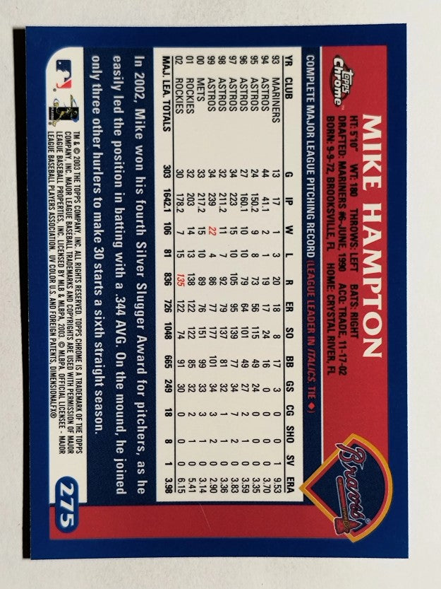 2003 Topps Chrome #275 Mike Hampton