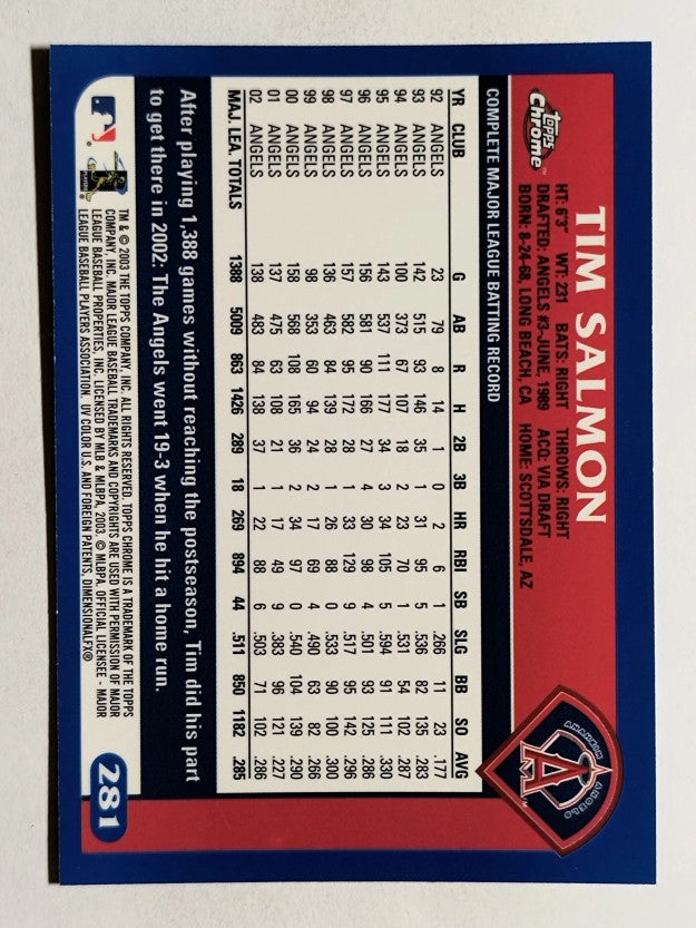 2003 Topps Chrome #281 Tim Salmon