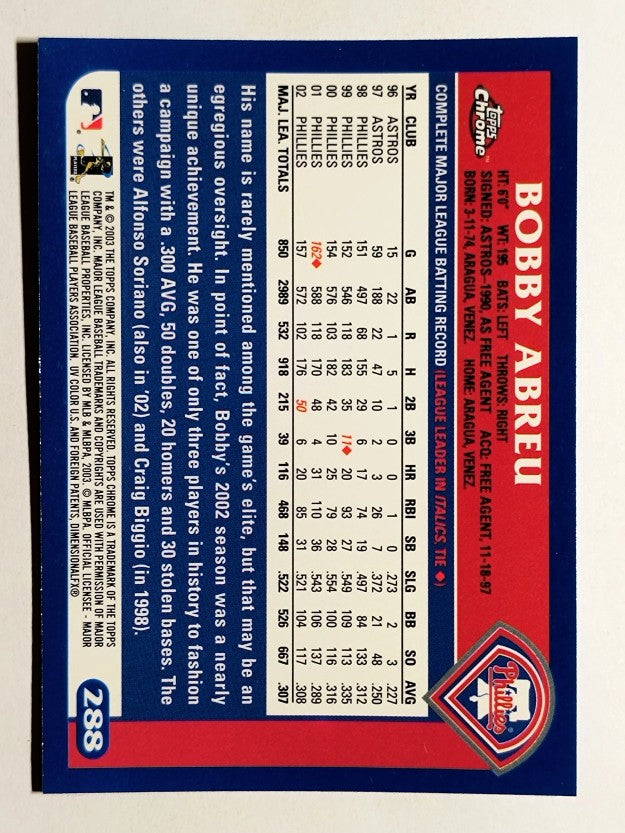 2003 Topps Chrome #288 Bobby Abreu