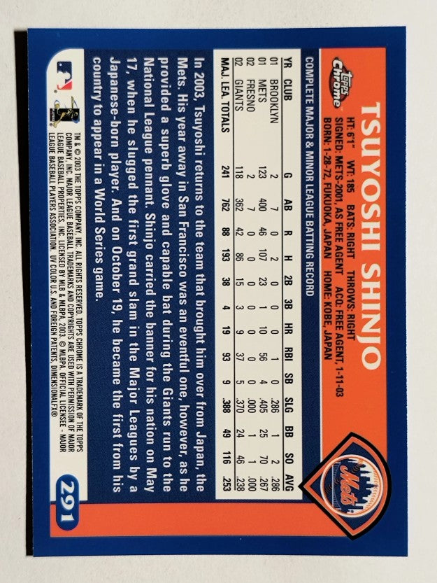 2003 Topps Chrome #291 Tsuyoshi Shinjo
