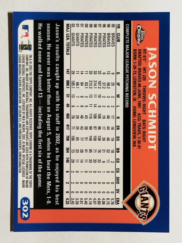 2003 Topps Chrome #302 Jason Schmidt