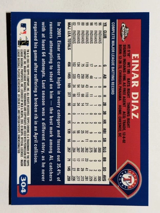 2003 Topps Chrome #304 Einar Diaz