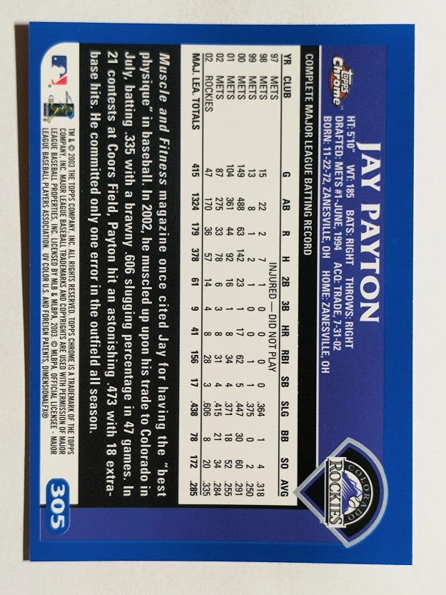 2003 Topps Chrome #305 Jay Payton