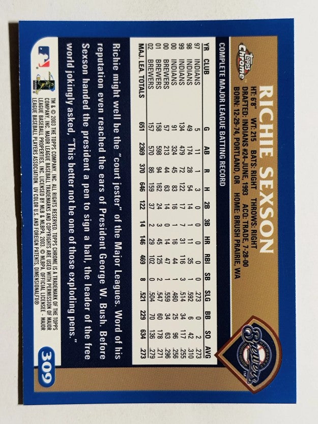 2003 Topps Chrome #309 Richie Sexson