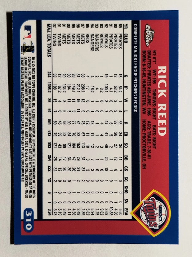 2003 Topps Chrome #310 Rick Reed