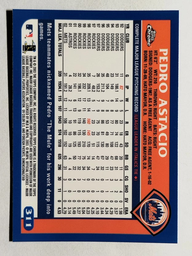 2003 Topps Chrome #311 Pedro Astacio
