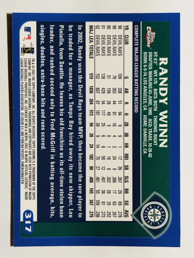 2003 Topps Chrome #317 Randy Winn