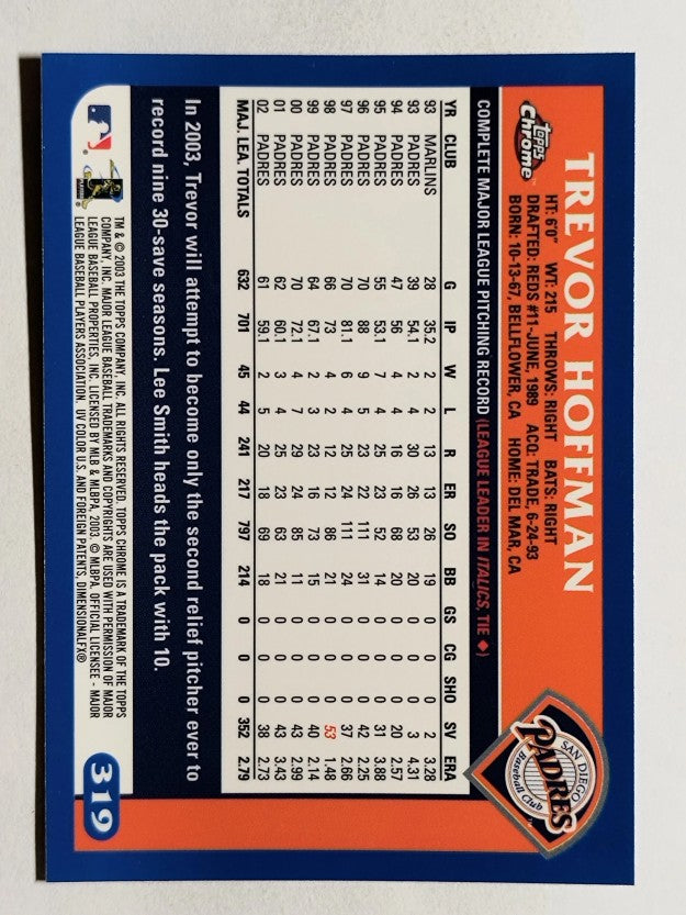 2003 Topps Chrome #319 Trevor Hoffman