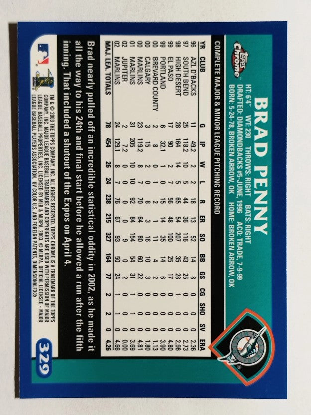 2003 Topps Chrome #329 Brad Penny