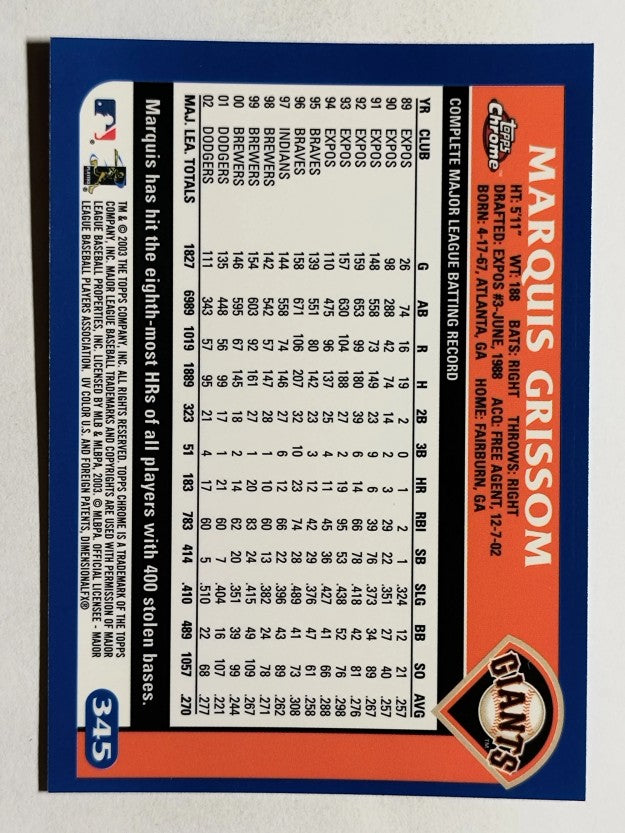 2003 Topps Chrome #345 Marquis Grissom