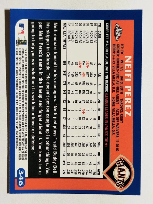 2003 Topps Chrome #346 Neifi Perez