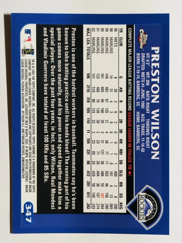 2003 Topps Chrome #347 Preston Wilson