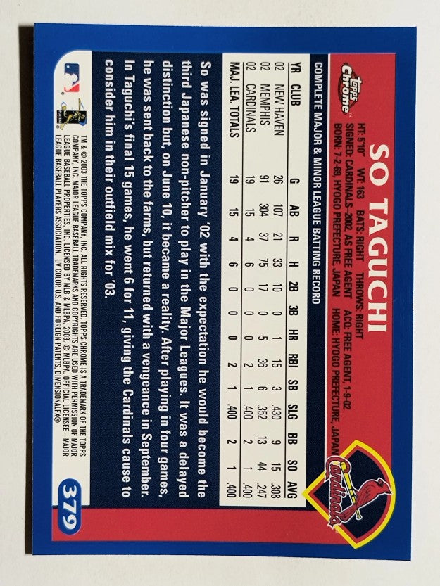 2003 Topps Chrome #379 So Taguchi