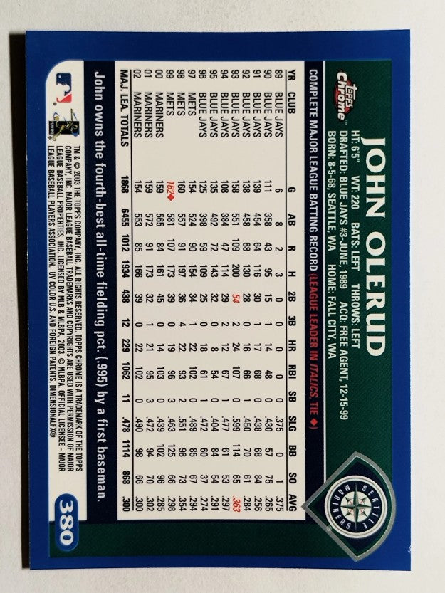 2003 Topps Chrome #380 John Olerud
