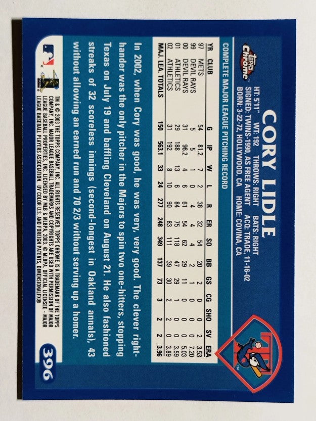 2003 Topps Chrome #396 Cory Lidle