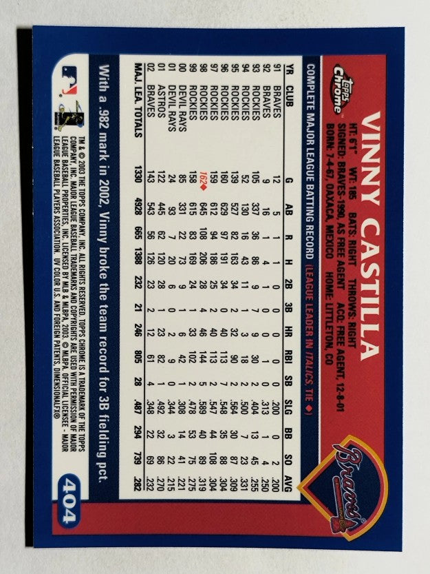 2003 Topps Chrome #404 Vinny Castilla