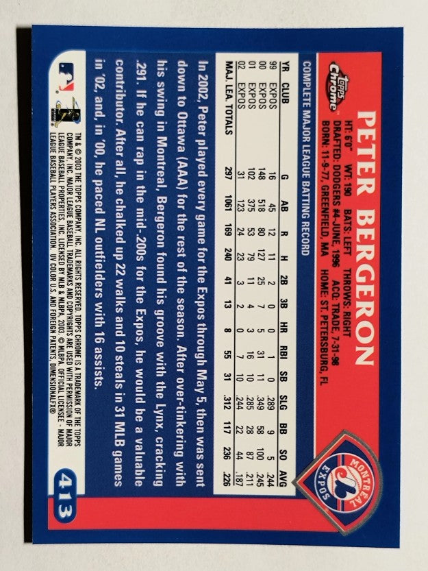 2003 Topps Chrome #413 Peter Bergeron